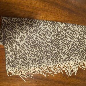 Animal Print Fringe Scarf